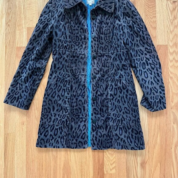 NANETTE LEPORE Grey Animal Print Corduroy Mod Trench Coat sz: 4 Amazing!!! - Picture 6 of 6